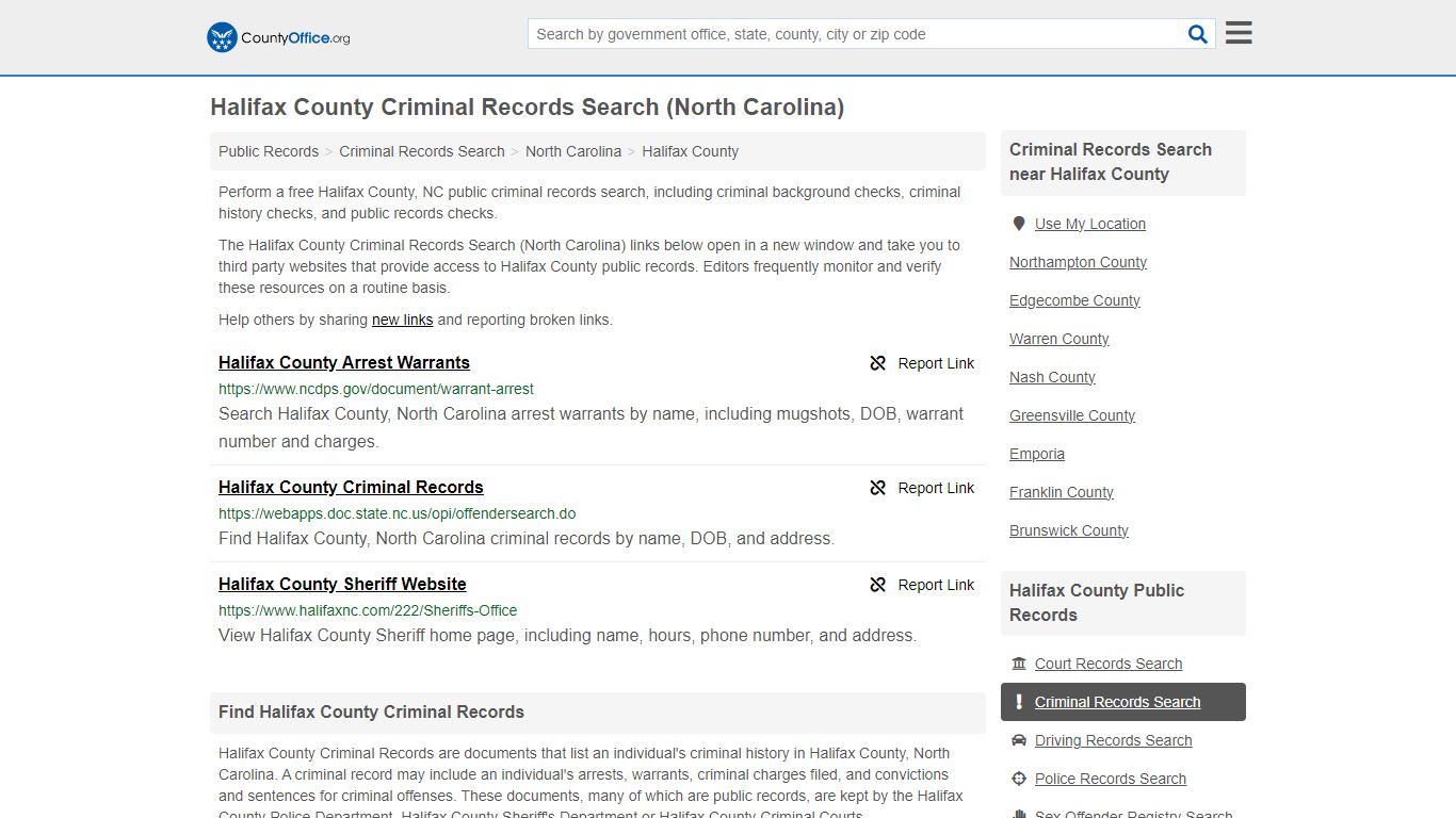 Halifax County Criminal Records Search (North Carolina)