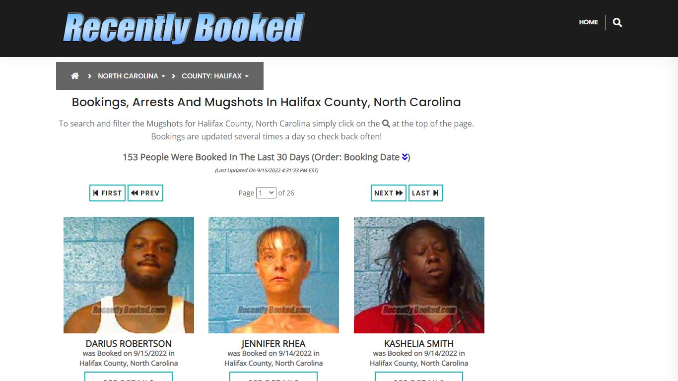 Bookings, Arrests and Mugshots in Halifax County, North Carolina